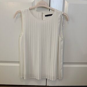 Zara Ivory Pleated Sleeveless Blouse